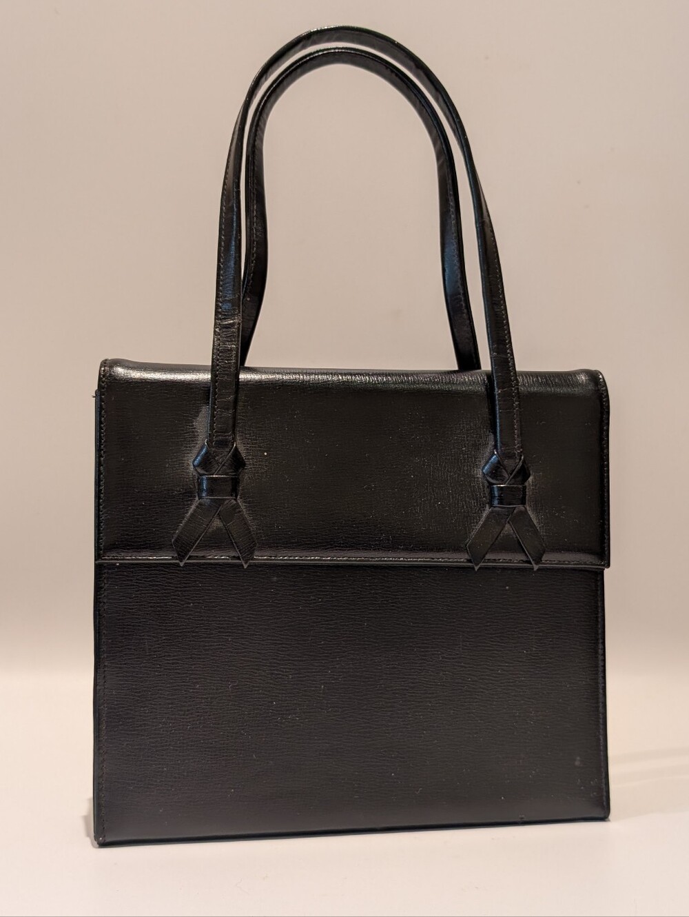 Vintage 50s 60s Peck & Peck Classic Black Structured Handbag